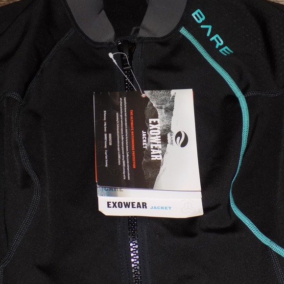 BARE Exowear Jacket Womens Size 6 Black Teal Full Zip Thermal Water Sport Top - Picture 2 of 7